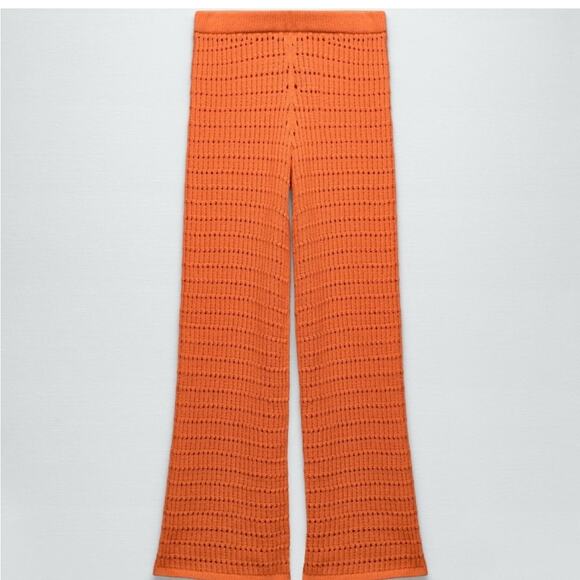 Zara Women's Orange Crochet Pants Size Large NWT - Picture 12 of 14